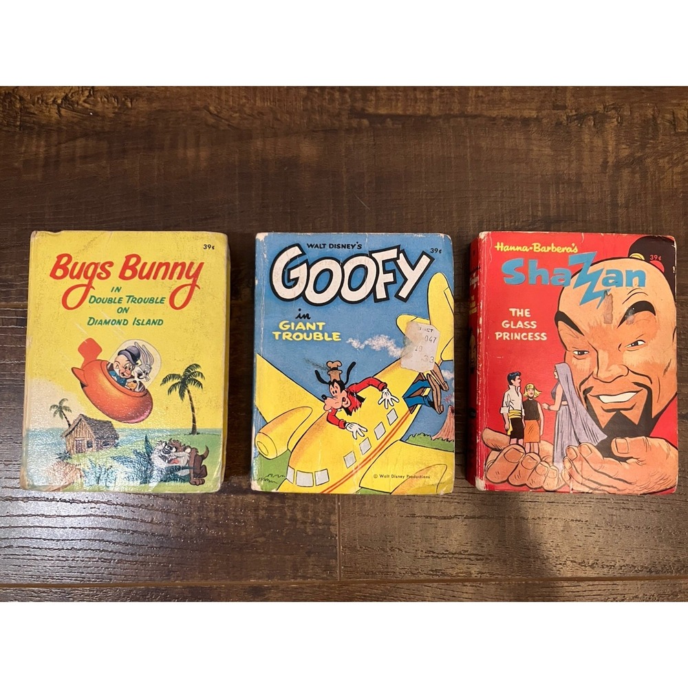 Vintage Whitman Tell-A-Tale Book Lot 1967-68 Bugs Bunny Goofy Shazzan Cartoon